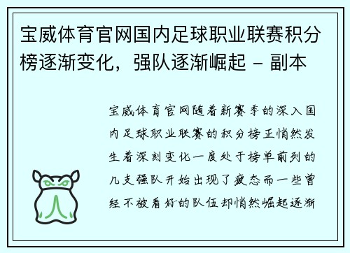 宝威体育官网国内足球职业联赛积分榜逐渐变化，强队逐渐崛起 - 副本